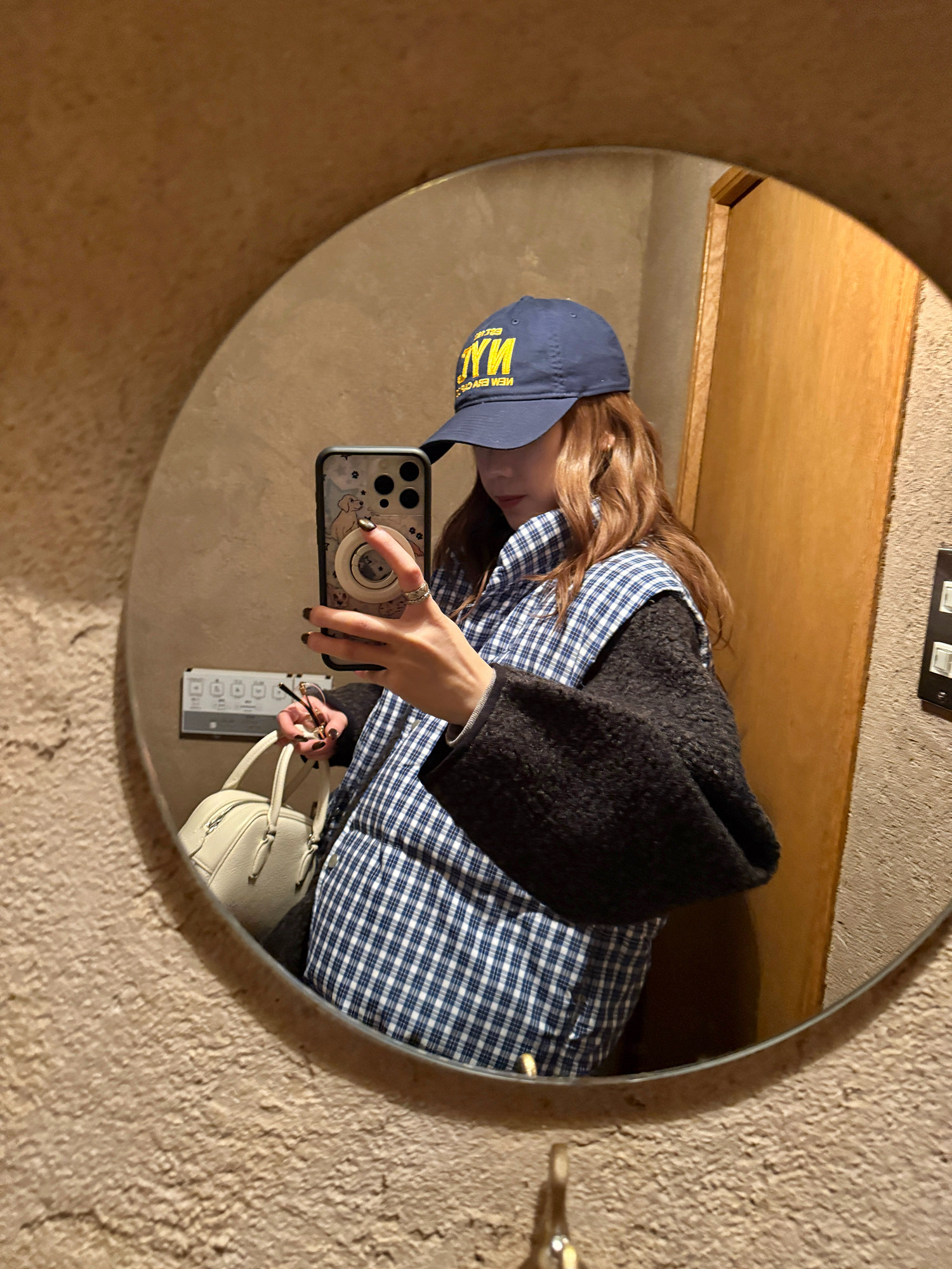 LelyMooch ギンガムチェック スタンドカラー ダウンベスト  LEM291