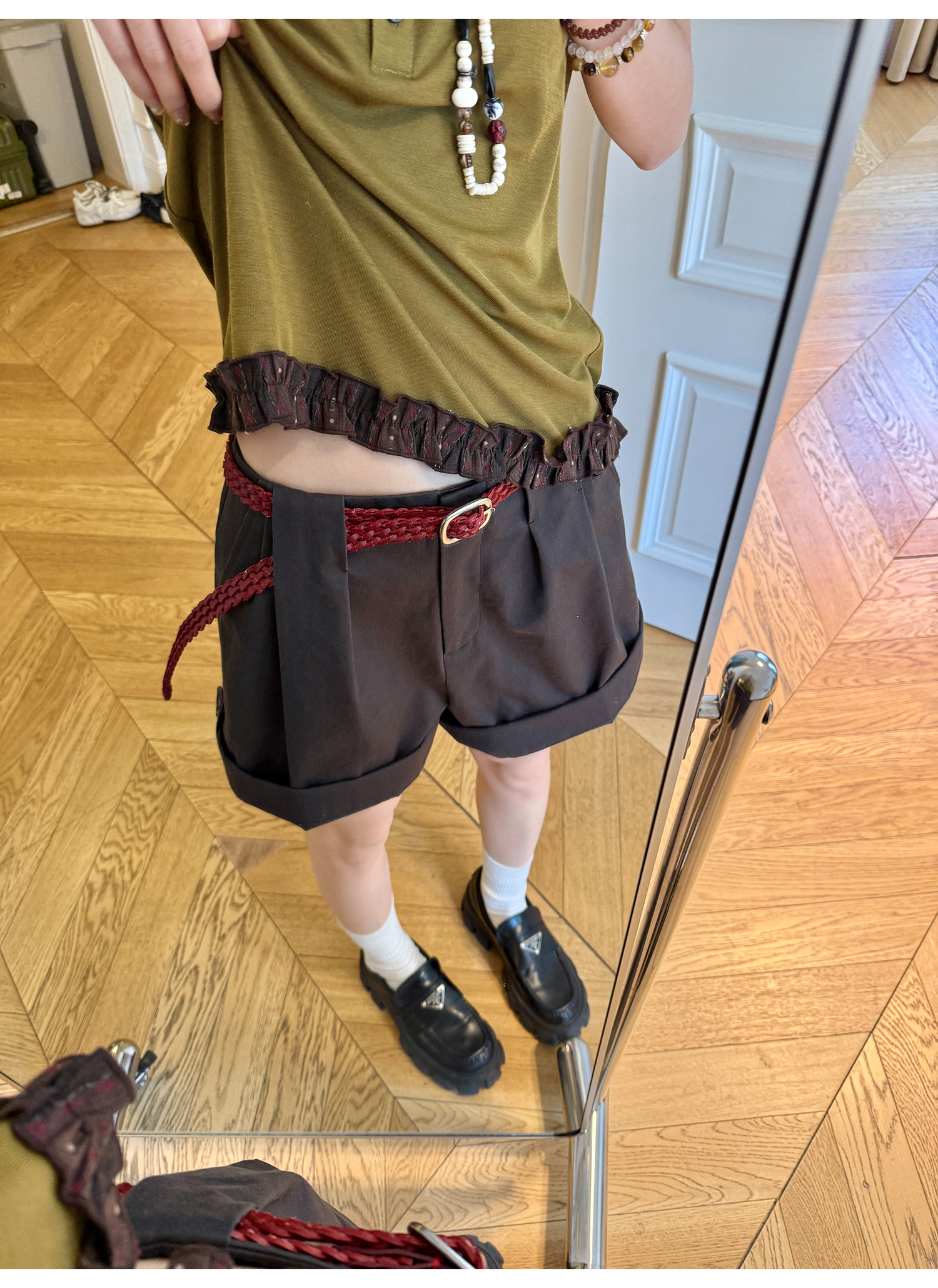 LelyMooch 楽ちん×細見え！2WAYロールアップショーパン  LEM161