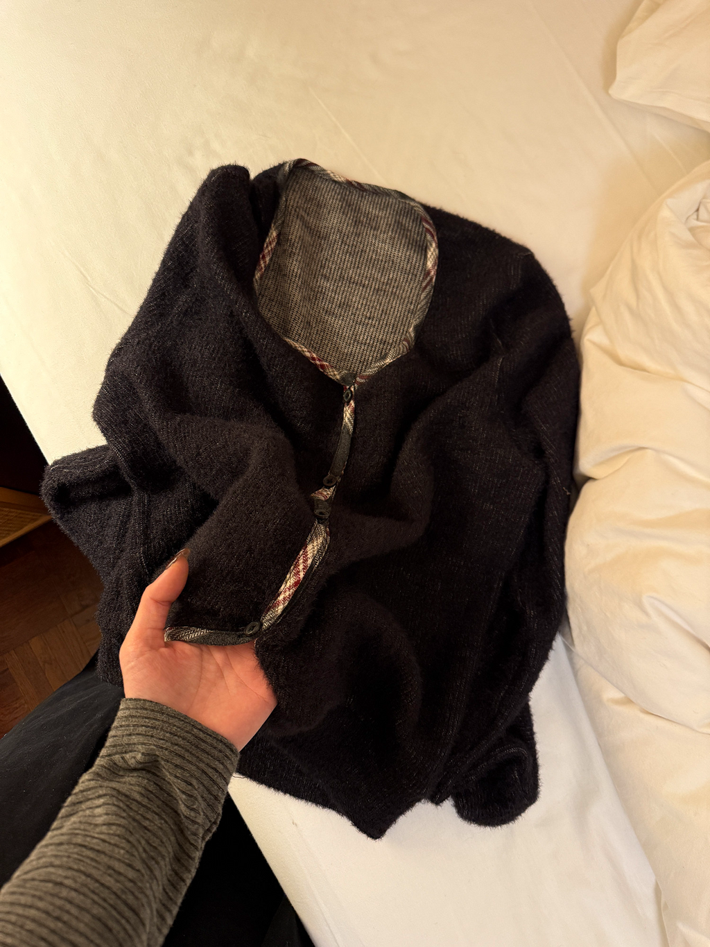 LelyMooch チェック柄パイピング ニット  LEM293