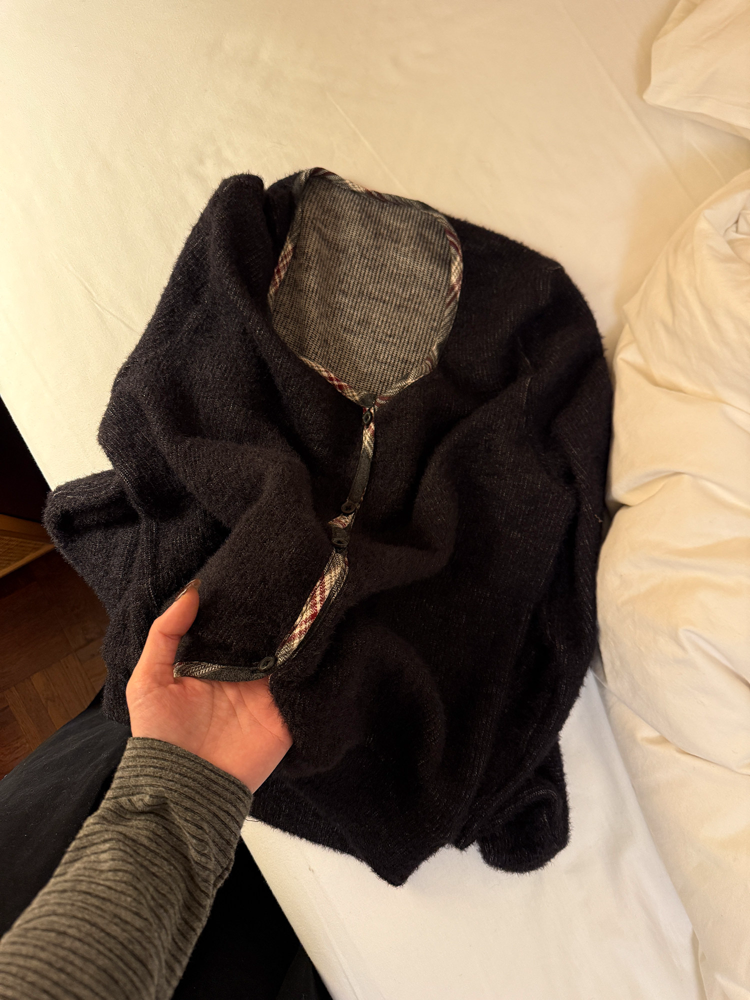 LelyMooch チェック柄パイピング ニット  LEM293