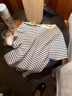 LelyMooch 細ボーダー 配色リブTシャツ  LEM380