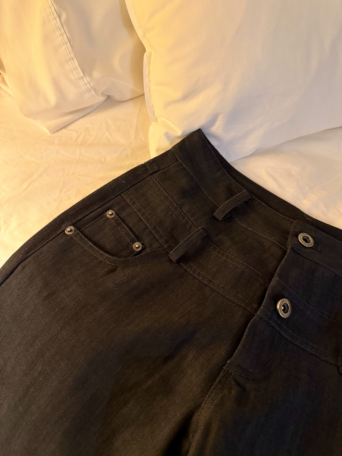 LelyMoochテンセル混 ダブルボタン ワイドパンツ  LEM414