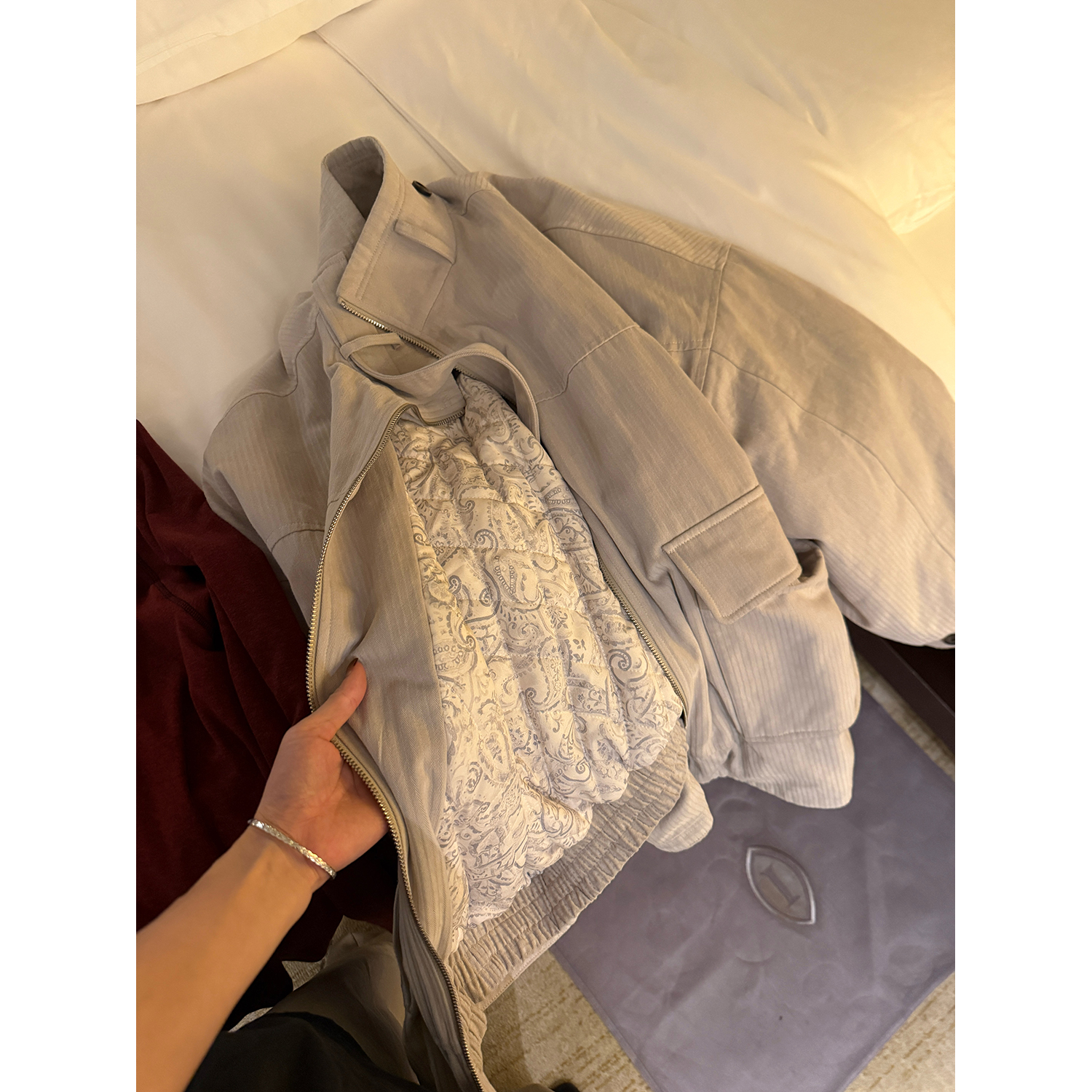 LelyMooch ペイズリー柄 キルティング立ち襟コート   LEM233