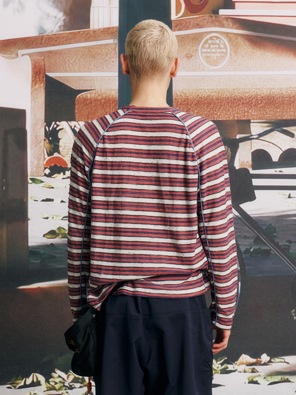 Striped Half-Zip Long Sleeve LOM104
