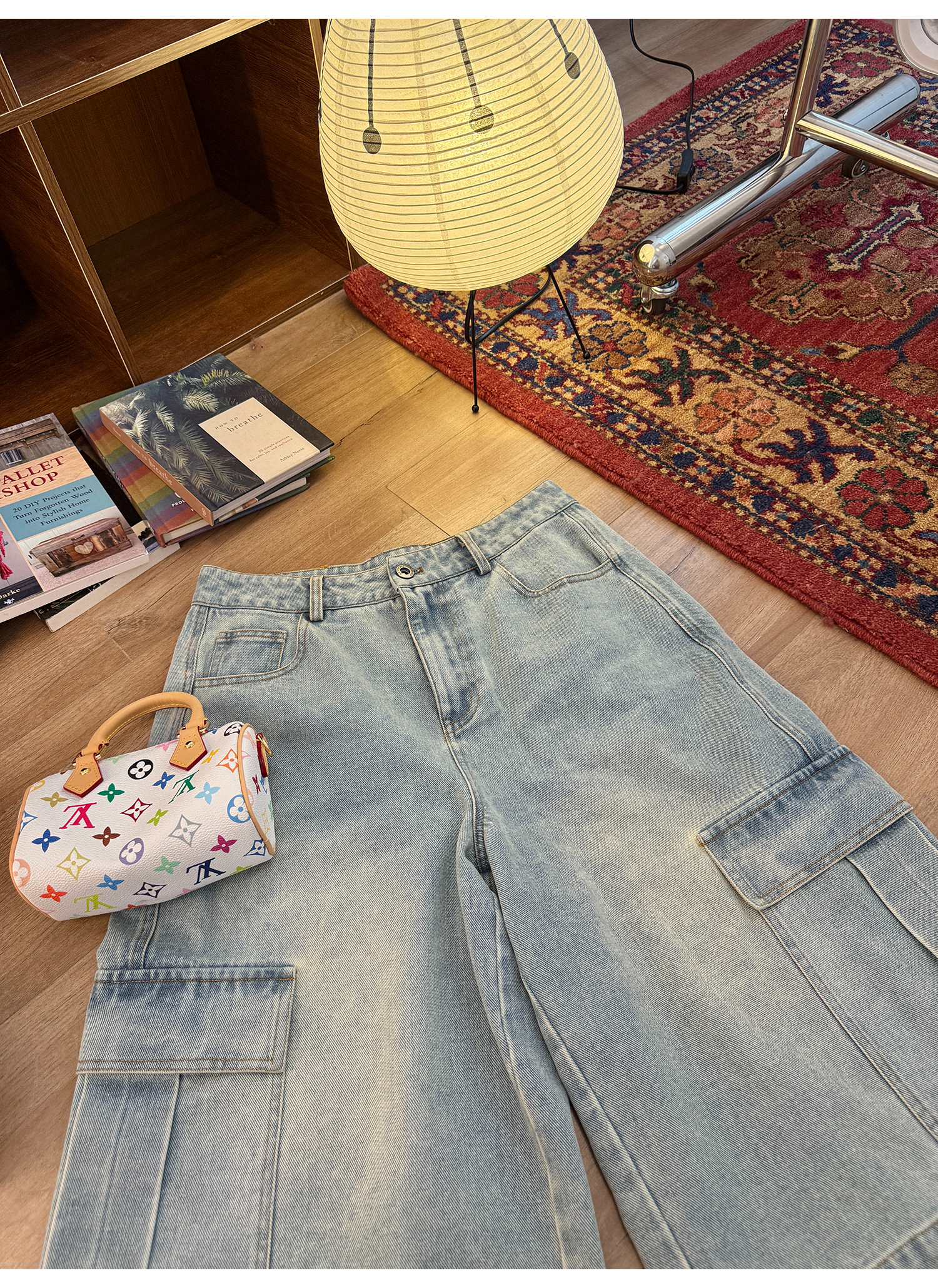 LelyMooch 体型カバー◎ カーゴデニムパンツ  LEM182