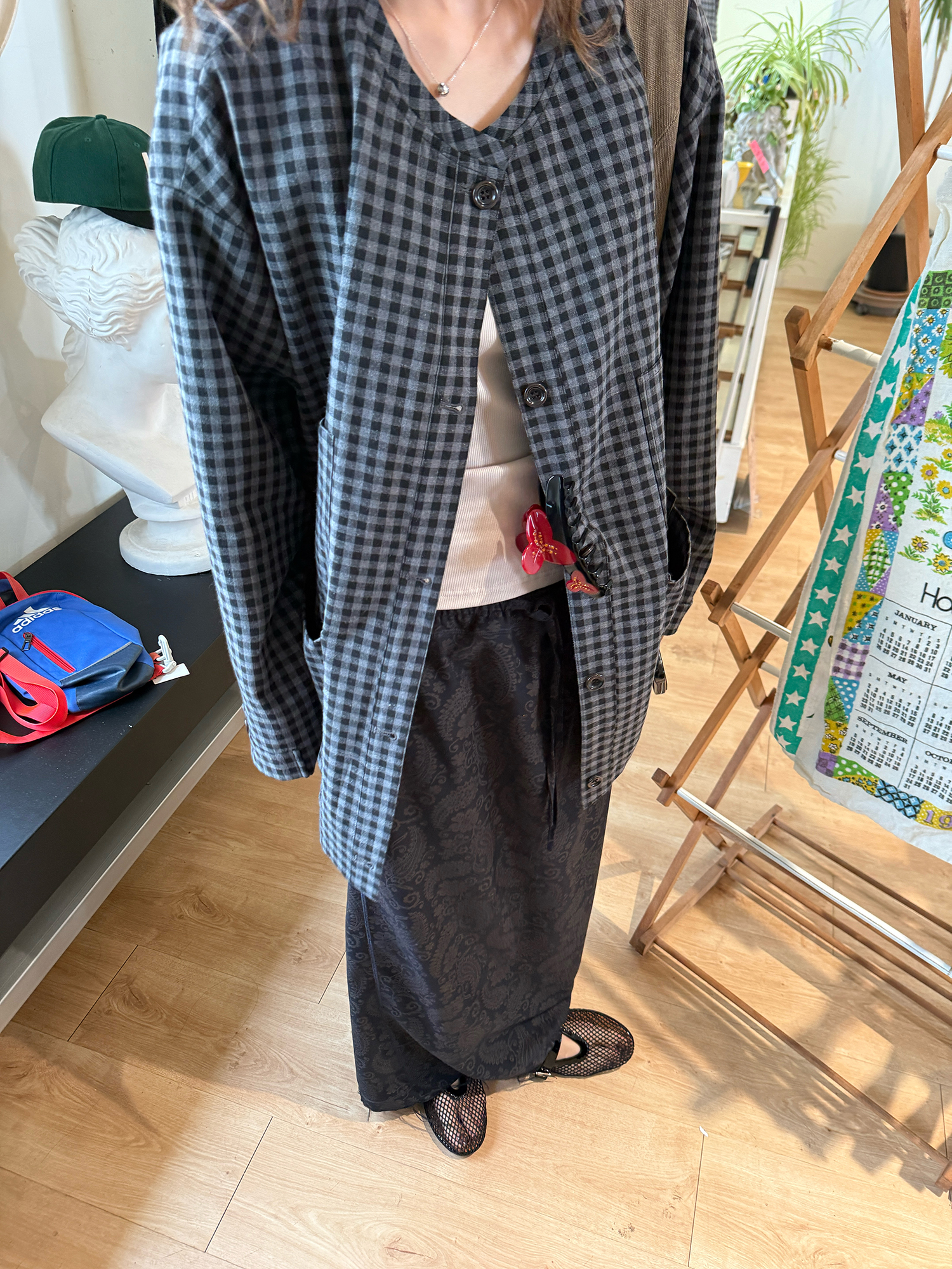 LelyMooch ブラックグレーチェックジャケット  LEM248