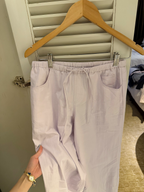 LelyMooch 肌映えラベンダー 抜け感ドロストワイドパンツ  LEM355