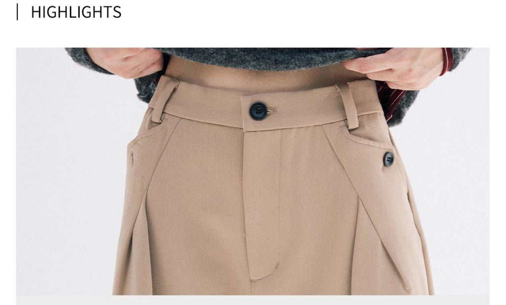 ハリ感Aラインシルエット重厚ウォーム素材スラックスClean Fit  LOM031