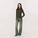 Maglione lavorato a maglia obliquo a mezza altezza con zip e struttura LOM036