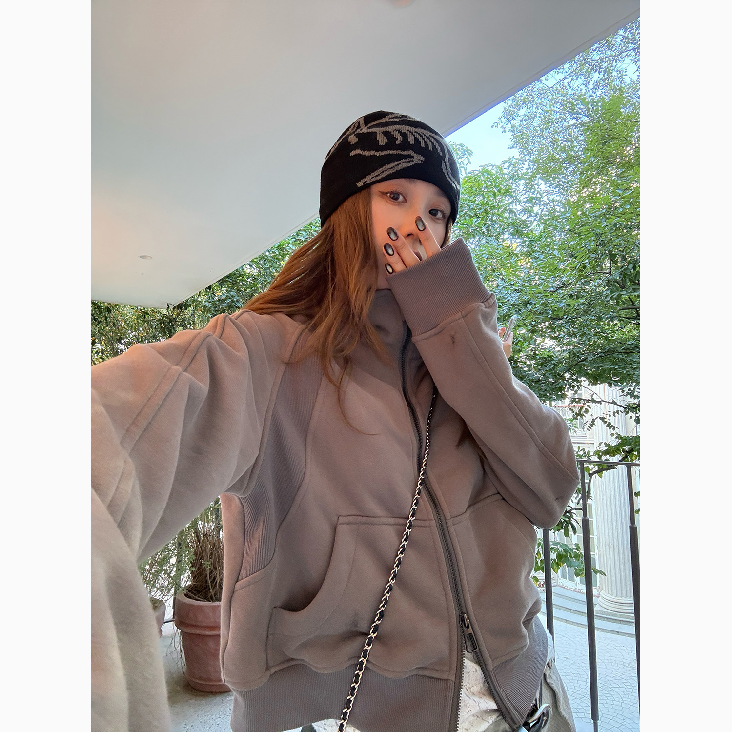 LelyMooch 裏起毛ジップアップフーディー　LEM275