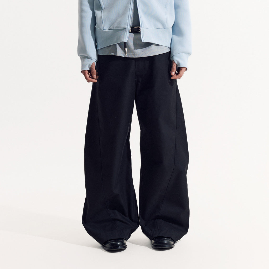 LOM030同型 軽やかな春夏素材 立体カーブワイドパンツ  LOM051