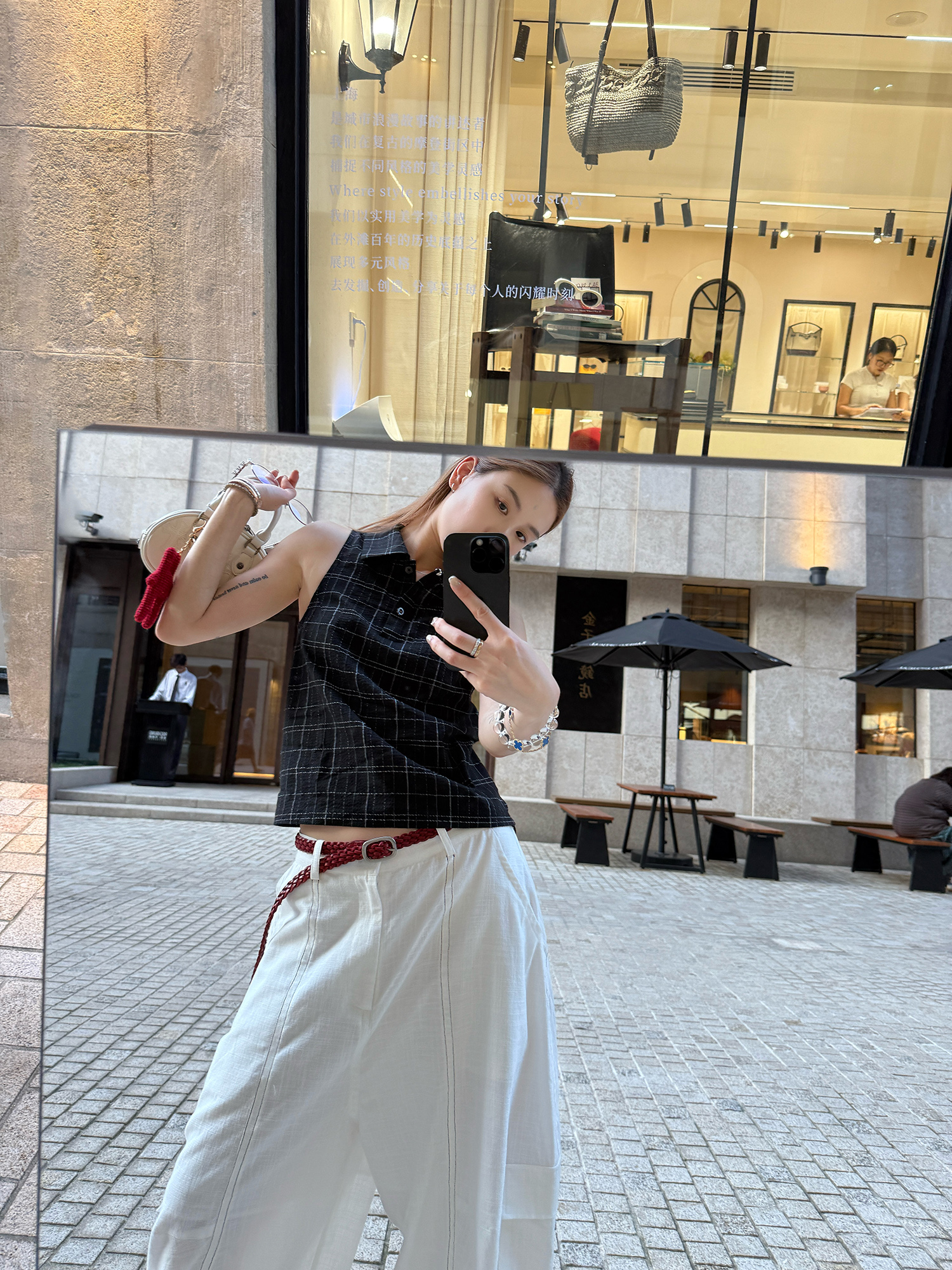 LelyMooch ノースリーブチェック柄ポロシャツ　LEM188