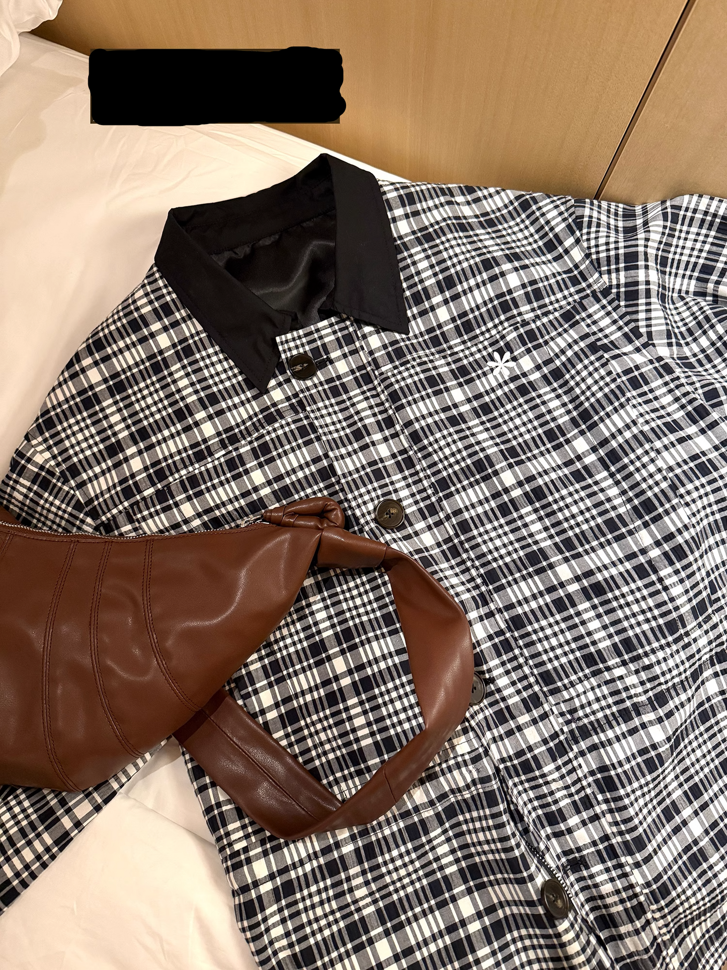 LelyMooch black and white checked trench coat, midi length LEM078