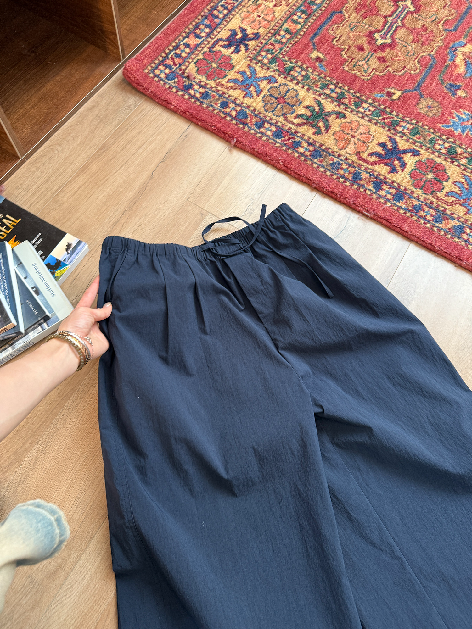 LelyMooch ユニセックス ドローストリング ワイドパンツ  LEM196