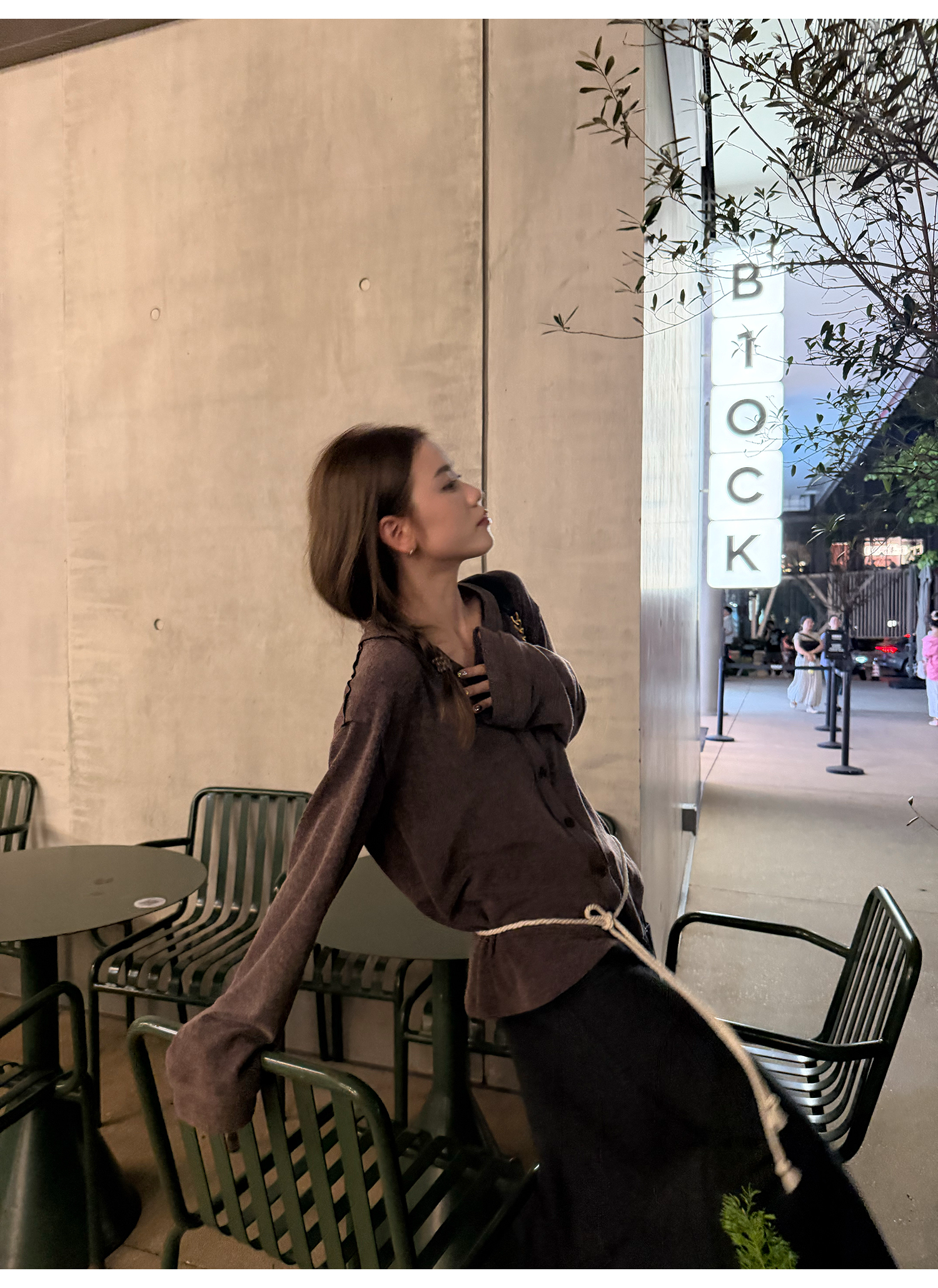 LelyMooch Vネック フェイクウールカーディガン 秋LEM234