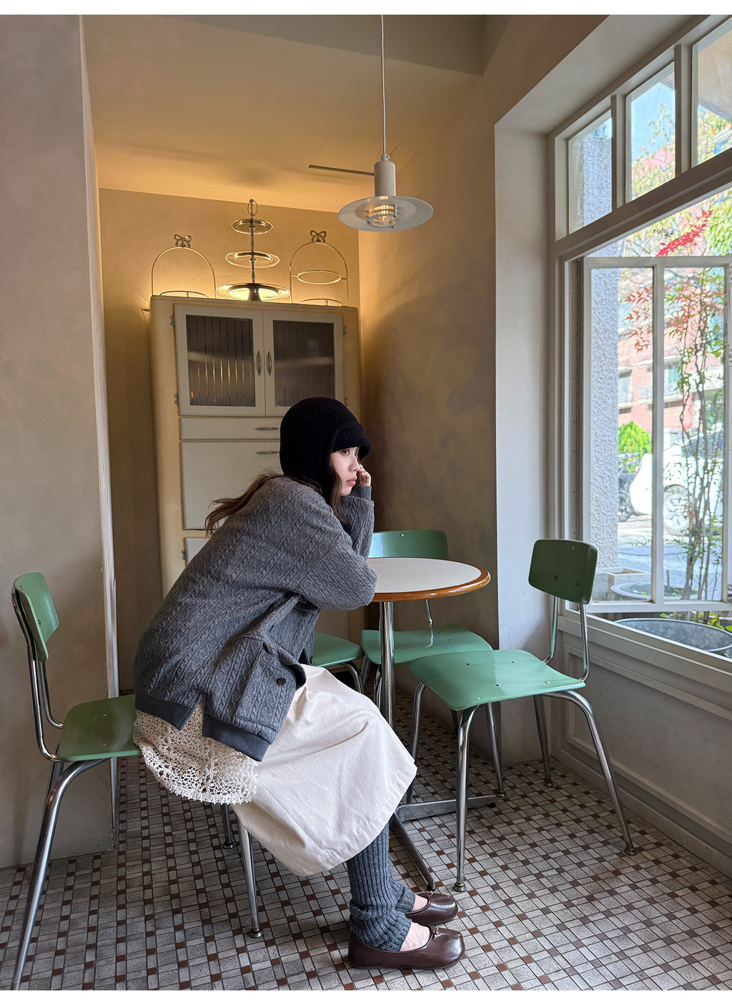 LelyMooch ヴィンテージ絞り編みニットジャケット　LEM263