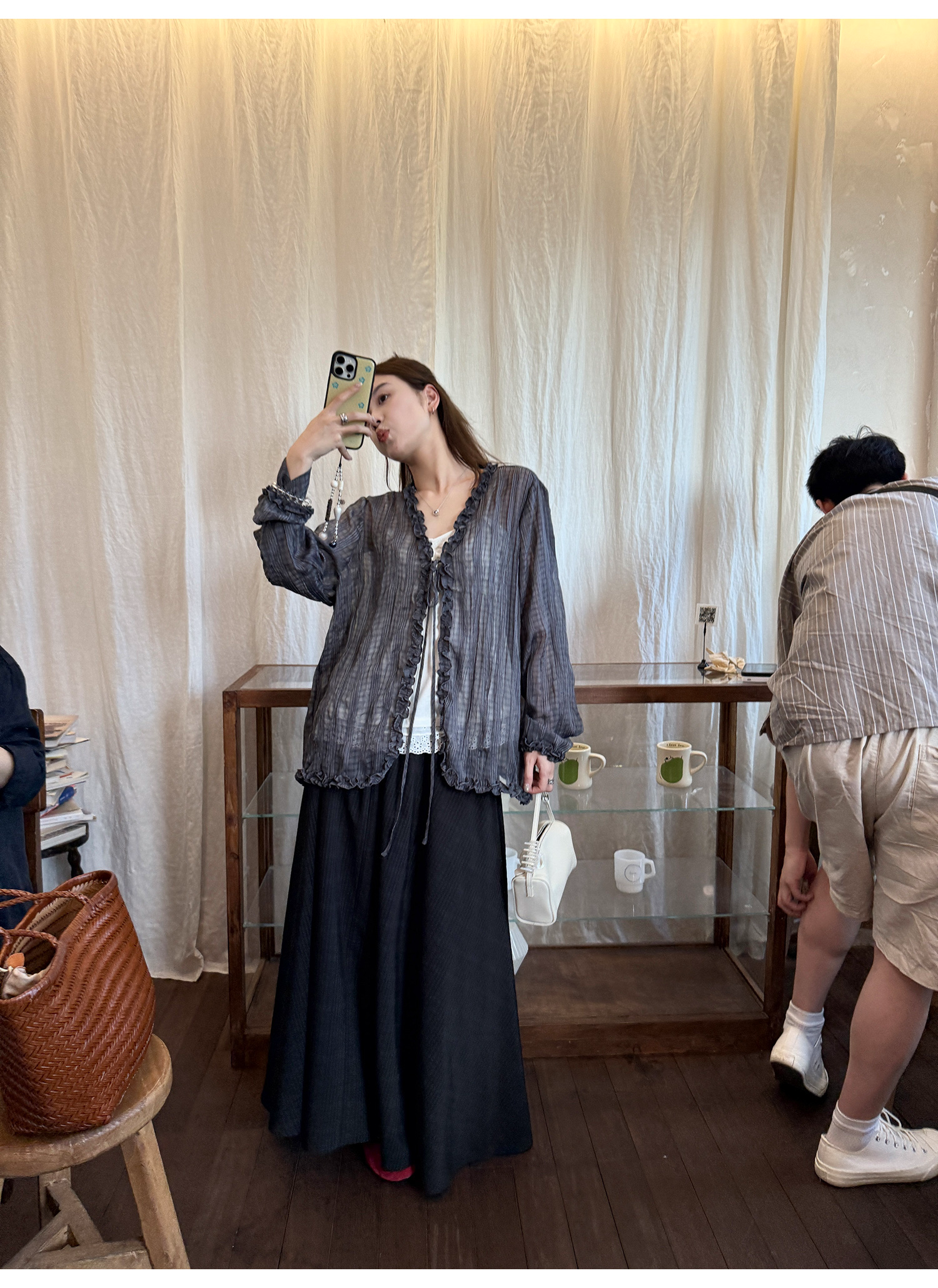 LelyMooch ふんわりチェックロングスカート  LEM208