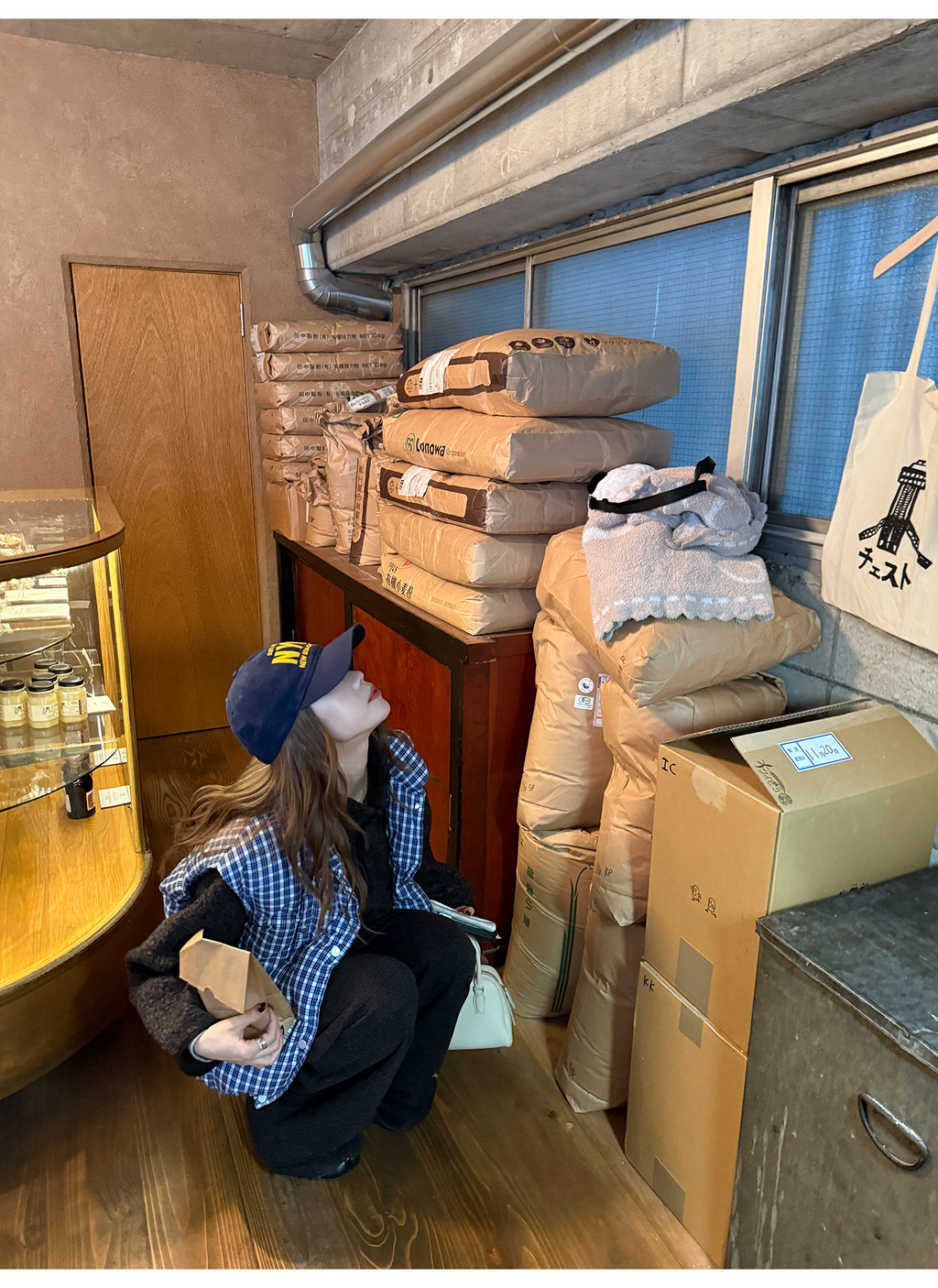 LelyMooch ギンガムチェック スタンドカラー ダウンベスト  LEM291