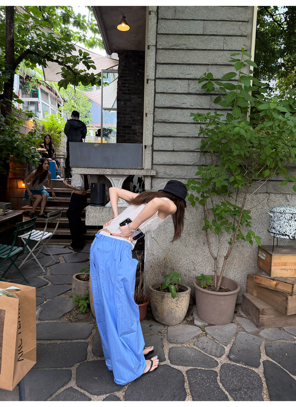 LelyMooch 爽やかブルーのバルーンカーブパンツ  LEM363