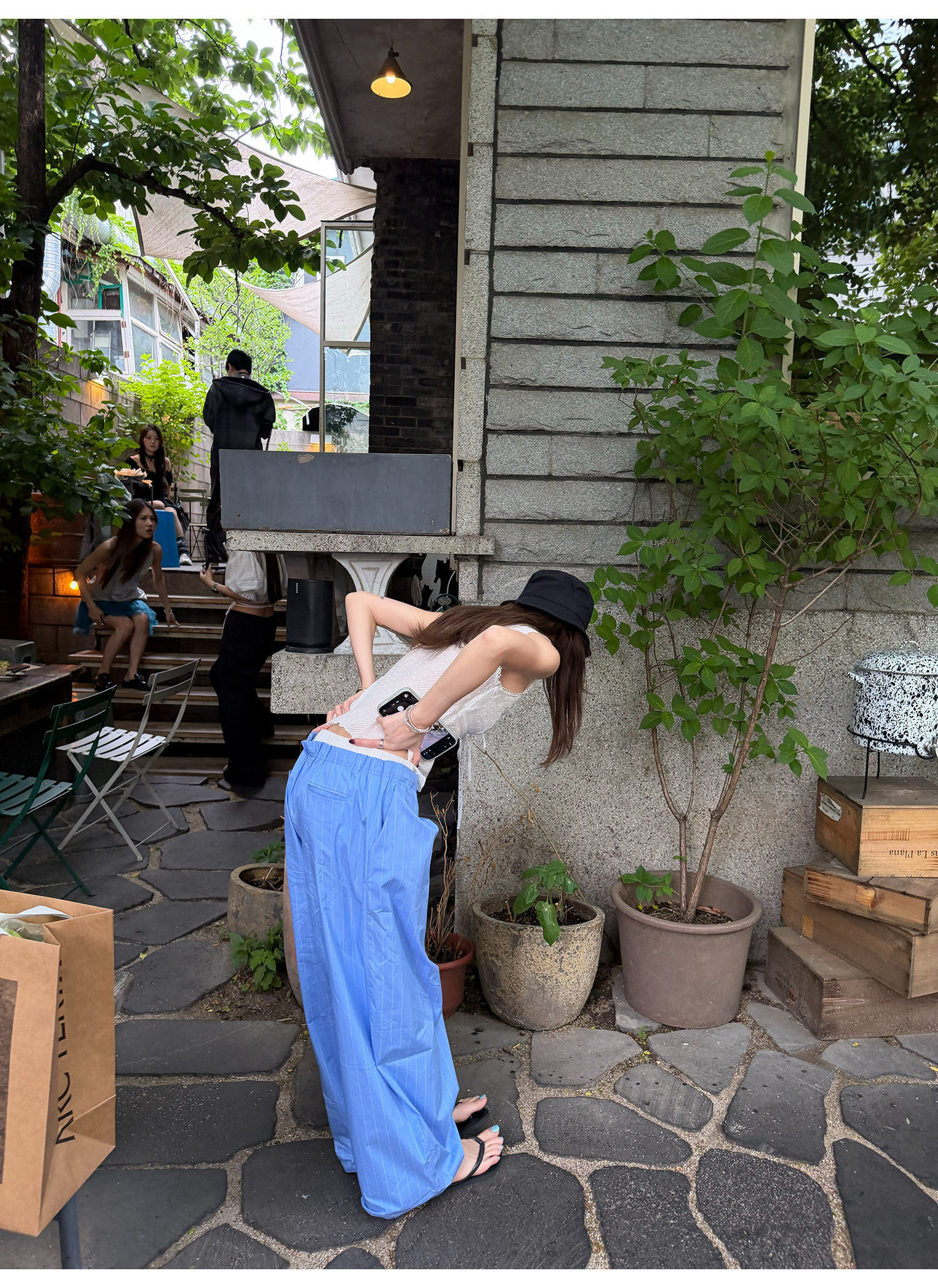 LelyMooch 爽やかブルーのバルーンカーブパンツ  LEM363