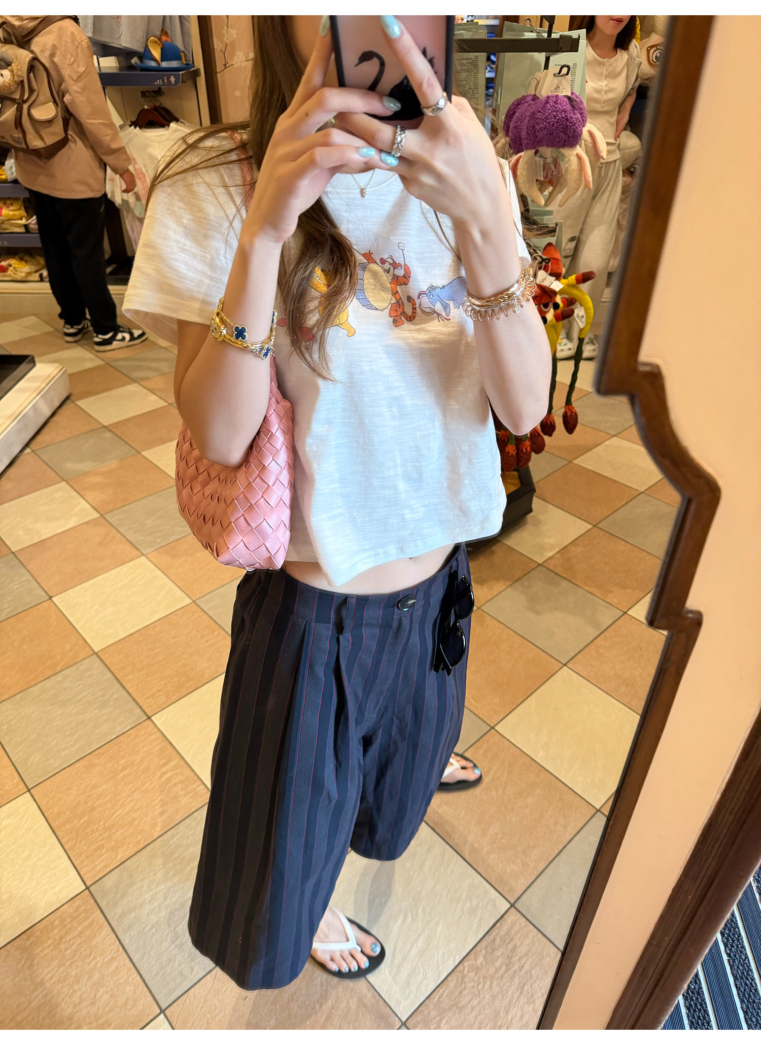 LelyMooch レトロシックなストライプバミューダパンツ  LEM347