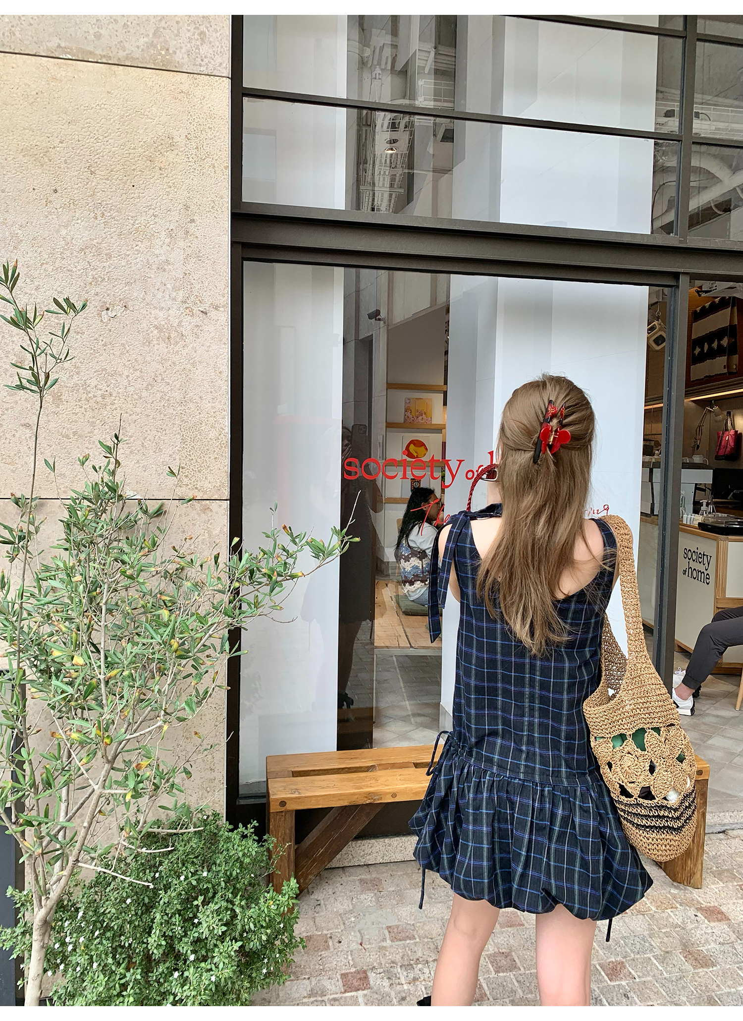 LelyMooch 甘辛ミックスな一枚｜Uネック×チェック柄ワンピース  LEM160