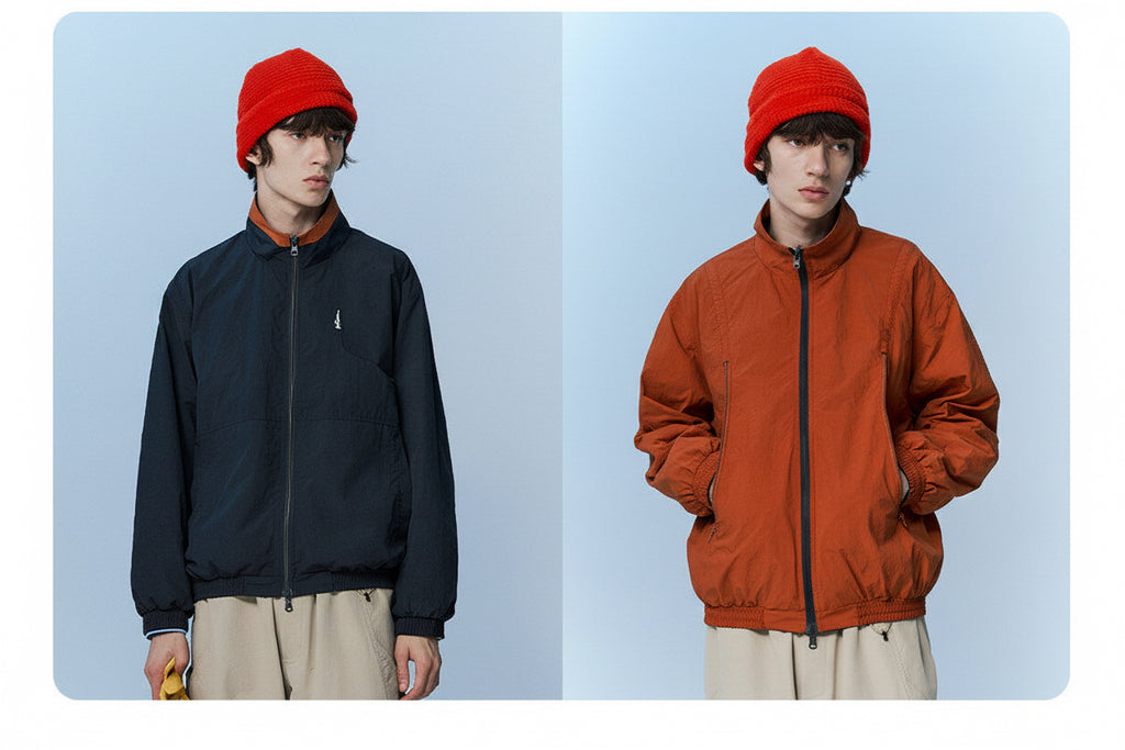 防風×配色リバーシブル仕様 立ち襟スポーツジャケット  LOM032