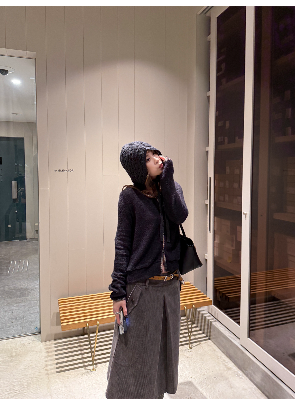 LelyMooch チェック柄パイピング ニット  LEM293