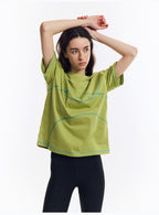 配色ライン半袖Tシャツ  LOM078