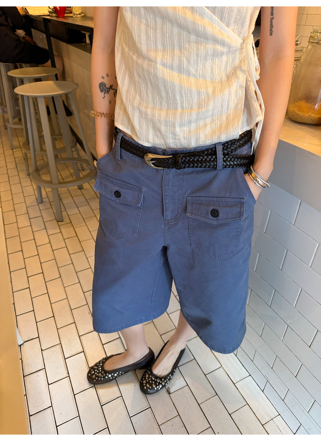 LelyMooch スレートブルー カーゴハーフパンツ  LEM382