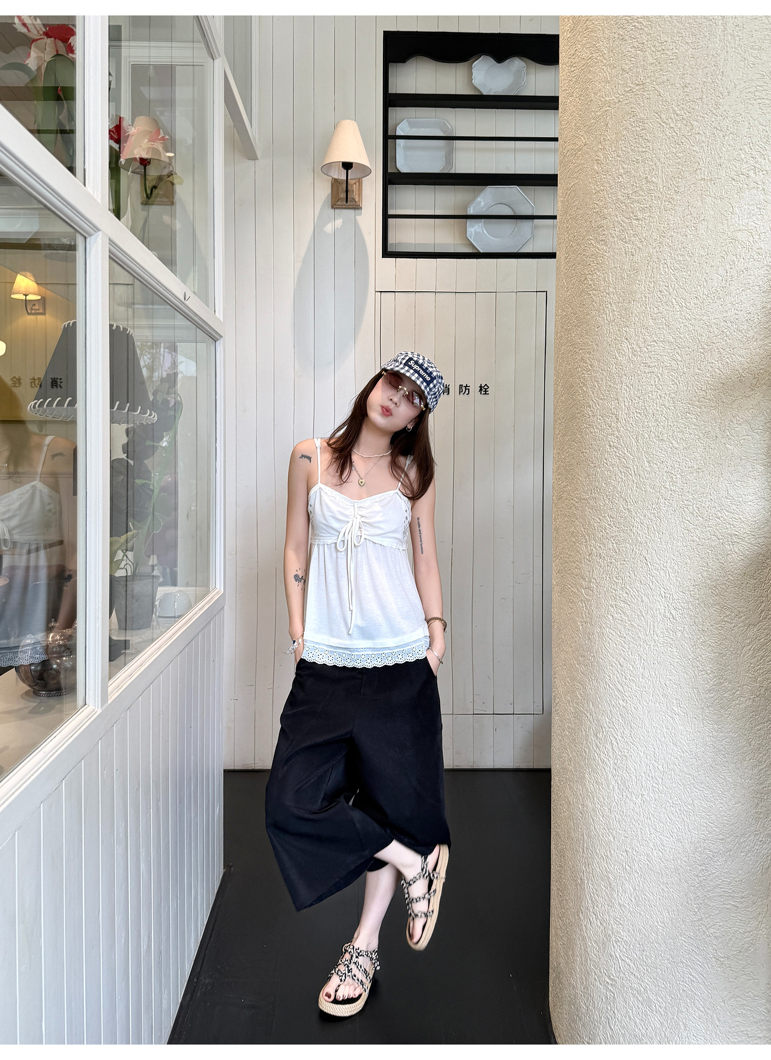 LelyMooch Aライン ワイドパンツ七分丈  LEM202