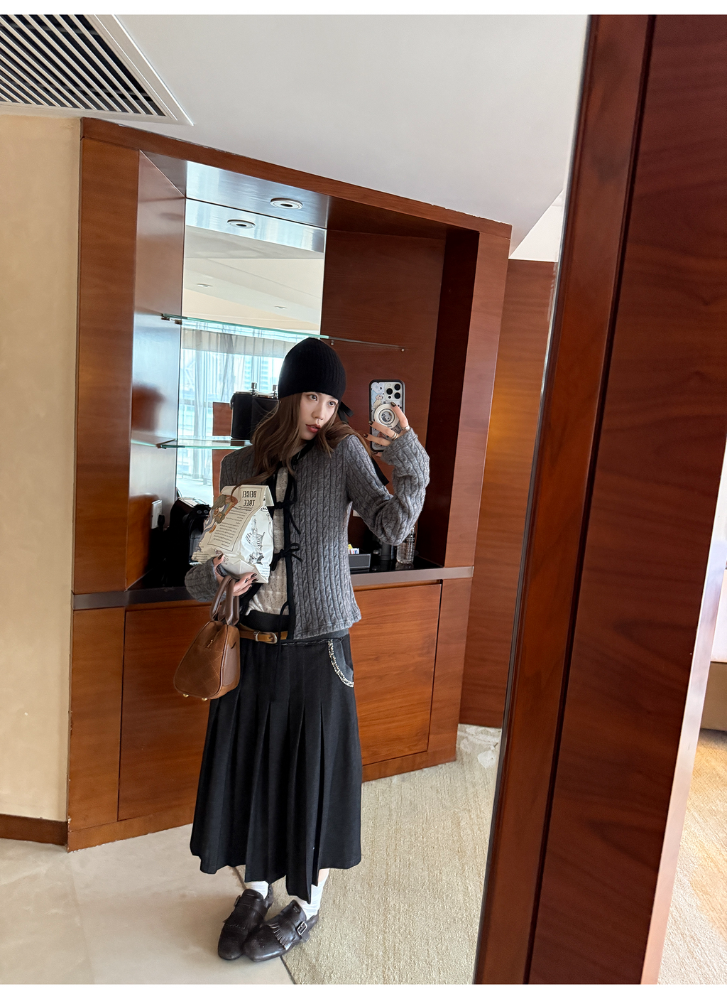 LelyMooch 黒プリーツスカート・ゴムウエスト  LEM277