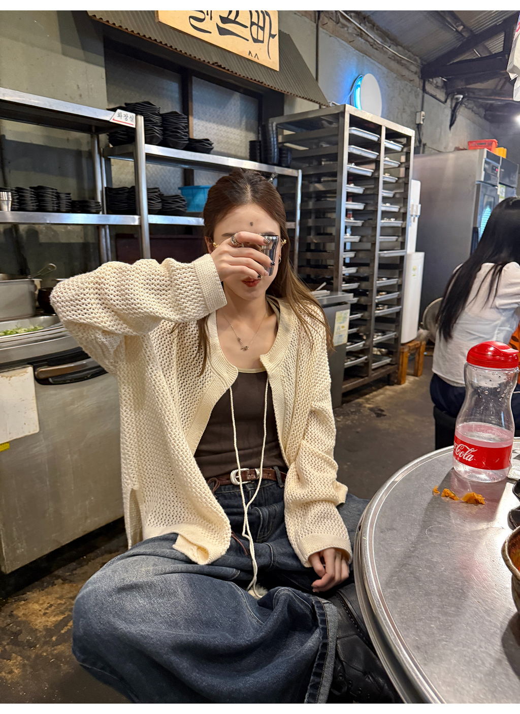 LelyMooch ゆるニットフリンジカーディガン  LEM249