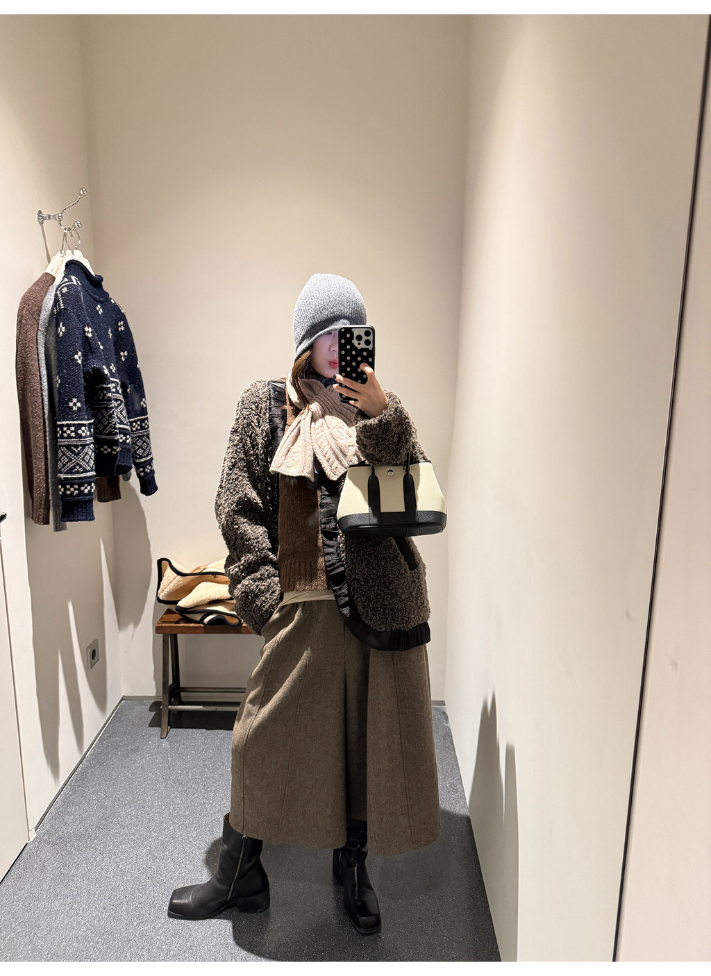 LelyMooch ブラウン系 ウール混 バルーンパンツ  LEM311