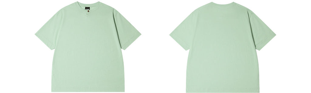 ヘンリーネック 半袖Tシャツ隠しポケット付き  LOM065