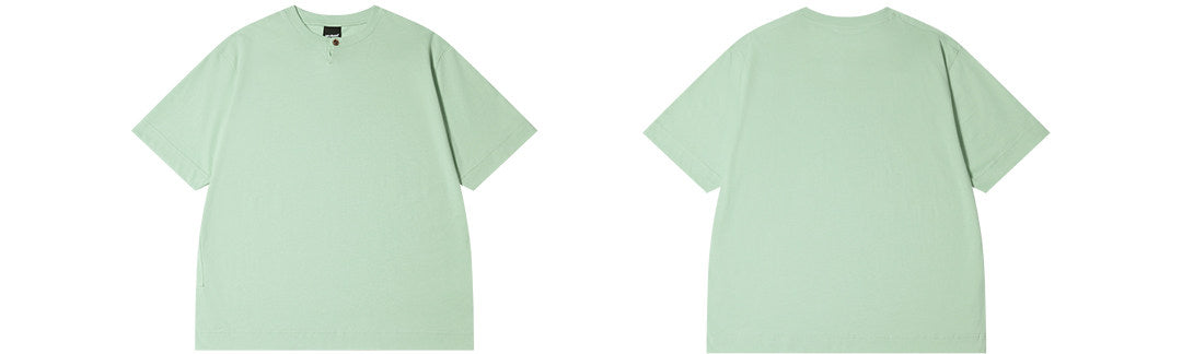 ヘンリーネック 半袖Tシャツ隠しポケット付き  LOM065