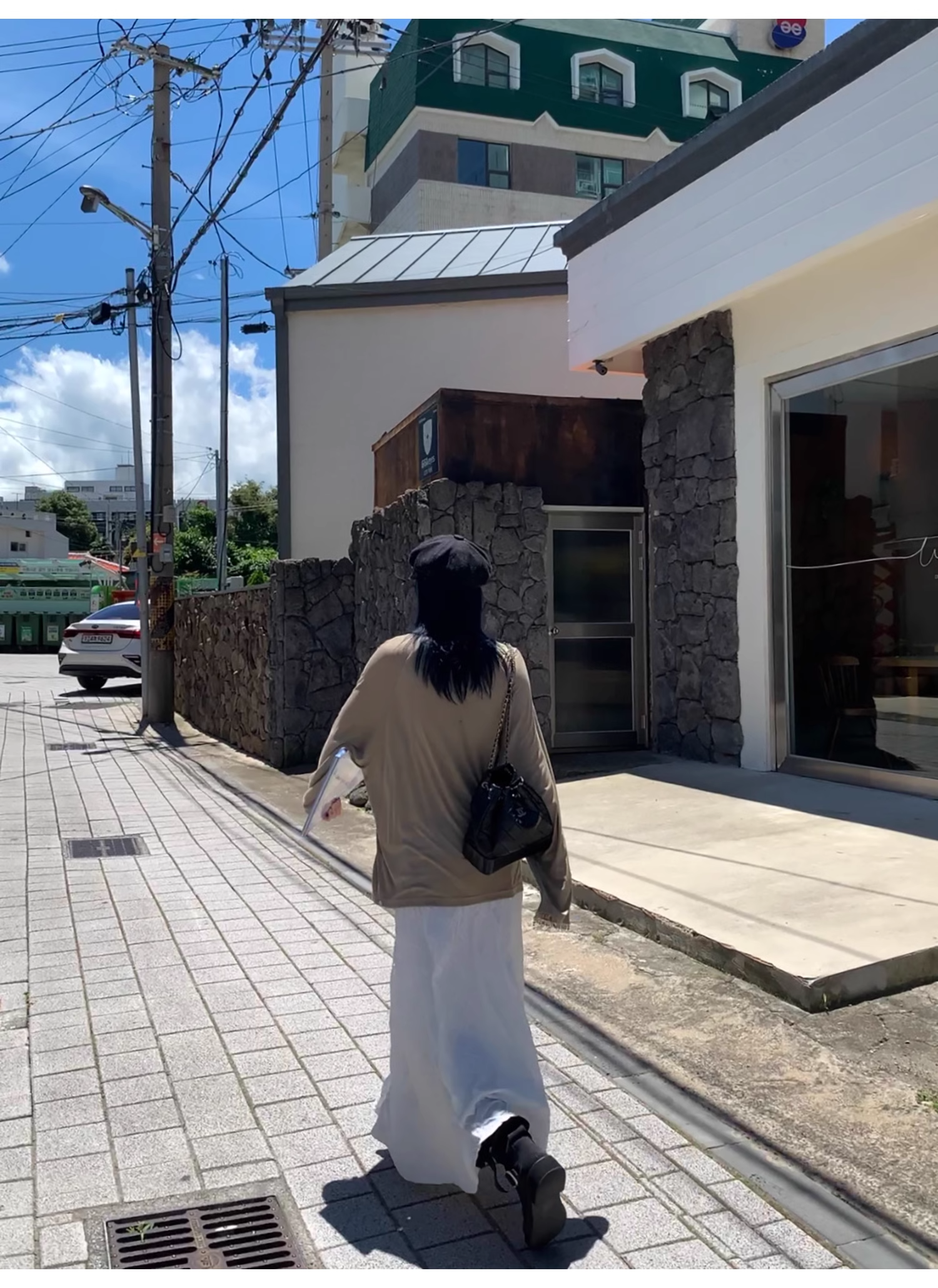 LelyMooch   立体格子柄 ホワイトスカート  LEM040