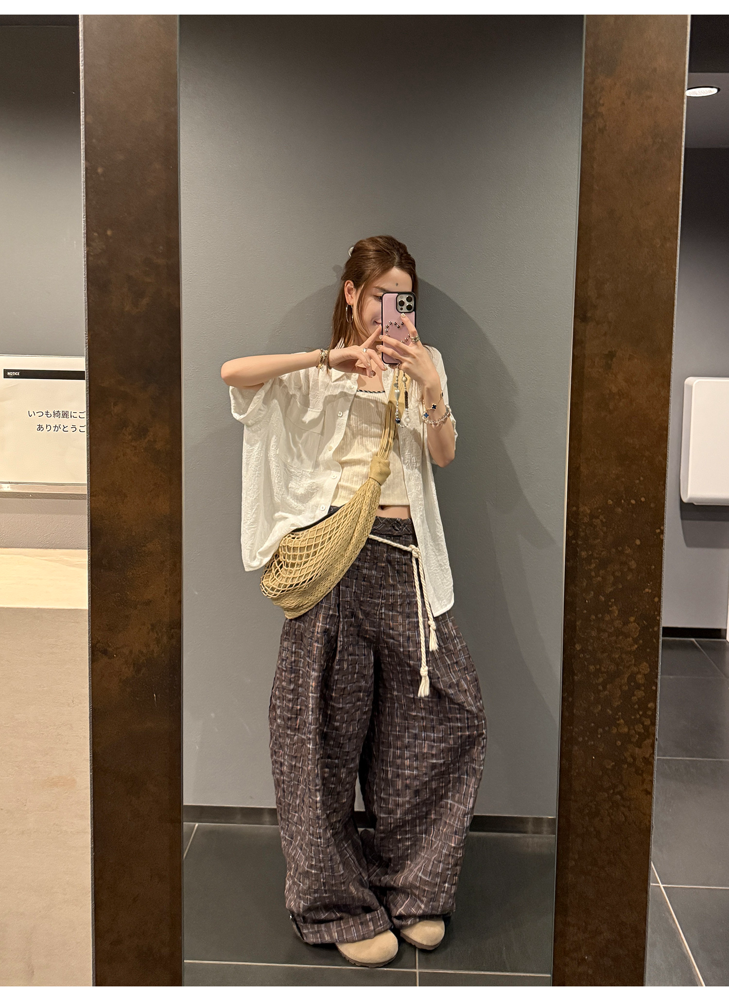 LelyMooch 1年中使える！ヴィンテージ風ワイドパンツ  LEM186