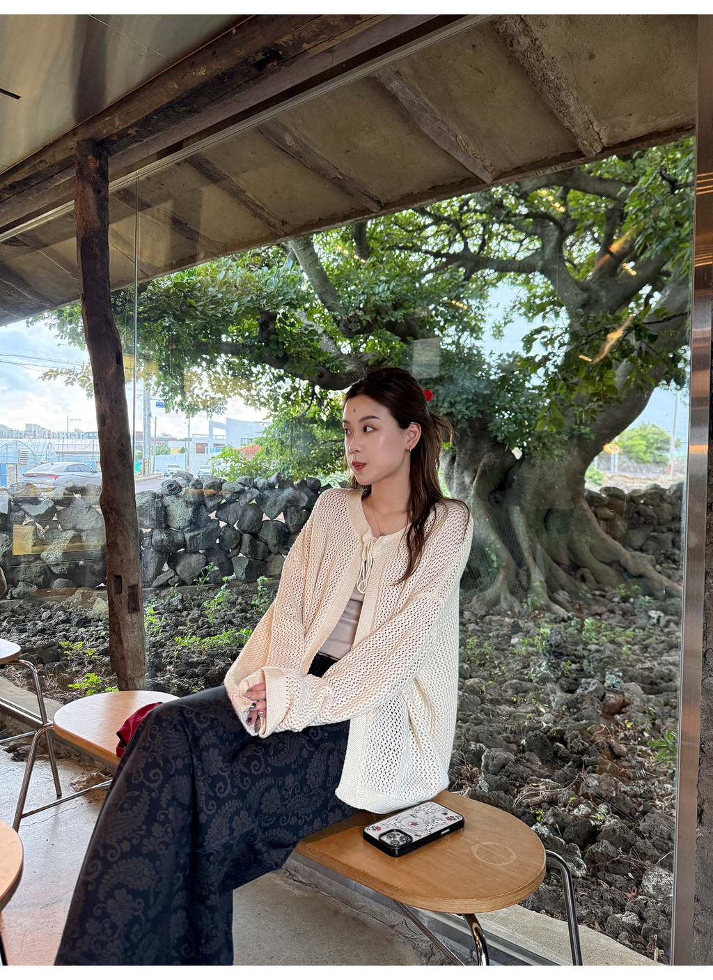 LelyMooch ゆるニットフリンジカーディガン  LEM249