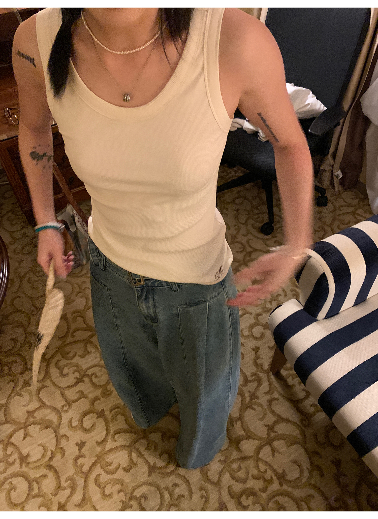 LelyMooch Back Lace Knit Tank Top LEM073