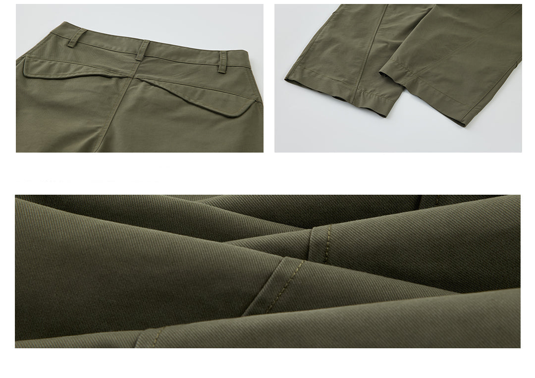 立体カーブドライン × ワイドシルエット構造タックデザインパンツ LOM030