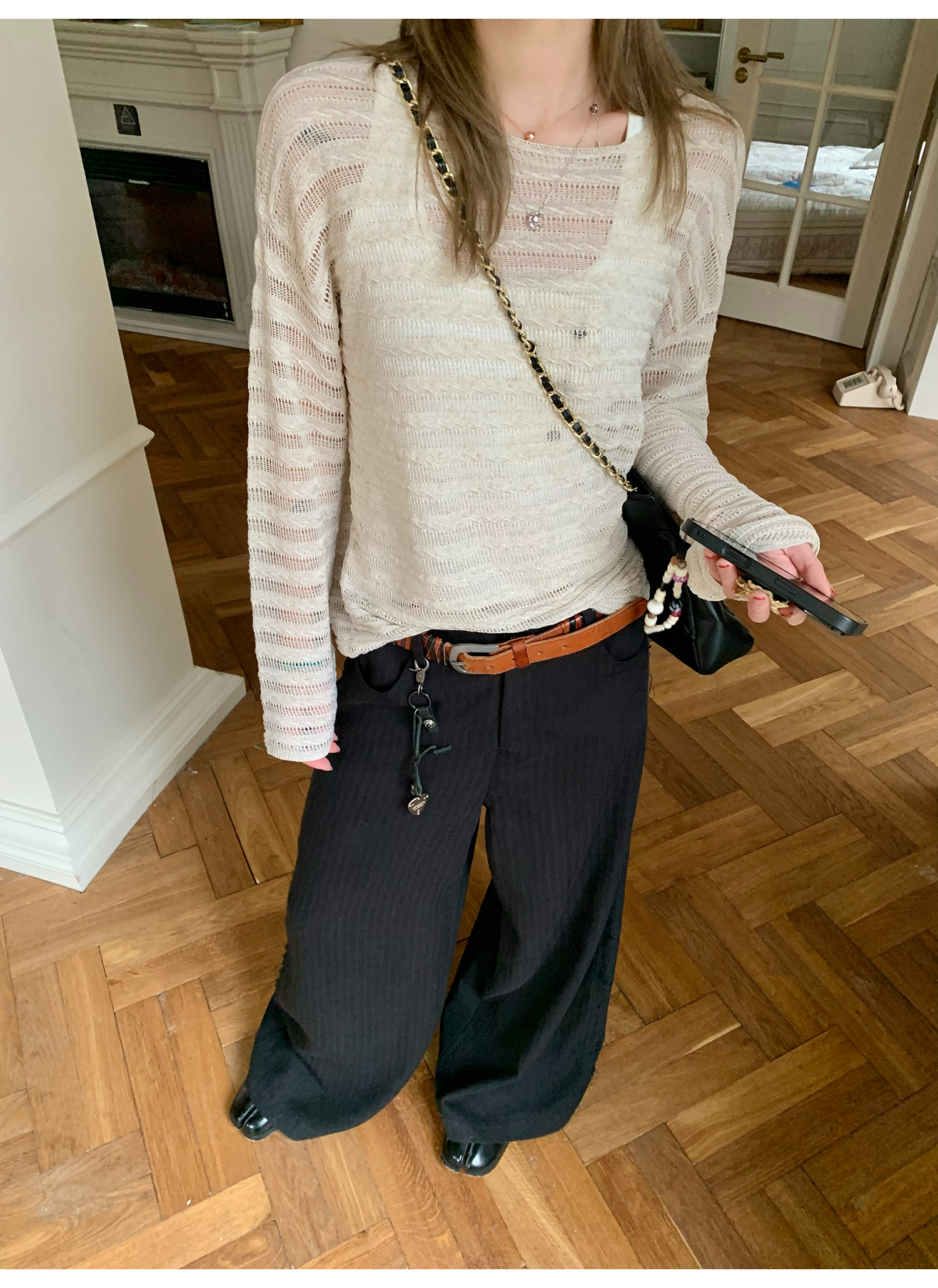 LelyMooch  薄手ニット 透かし感 レーヨン×リネン LEM127