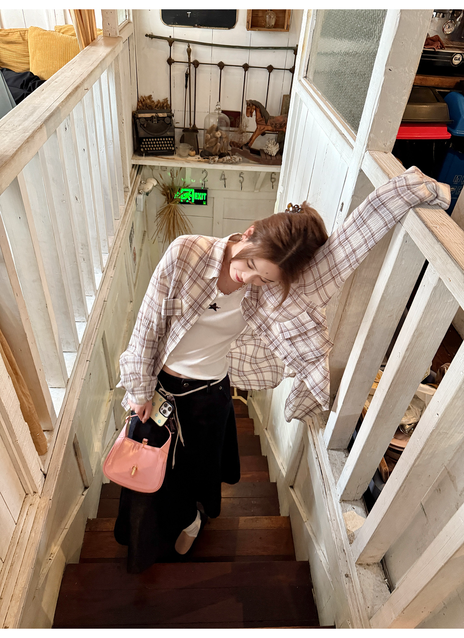 LelyMooch シアーチェックシャツ｜長袖  LEM197