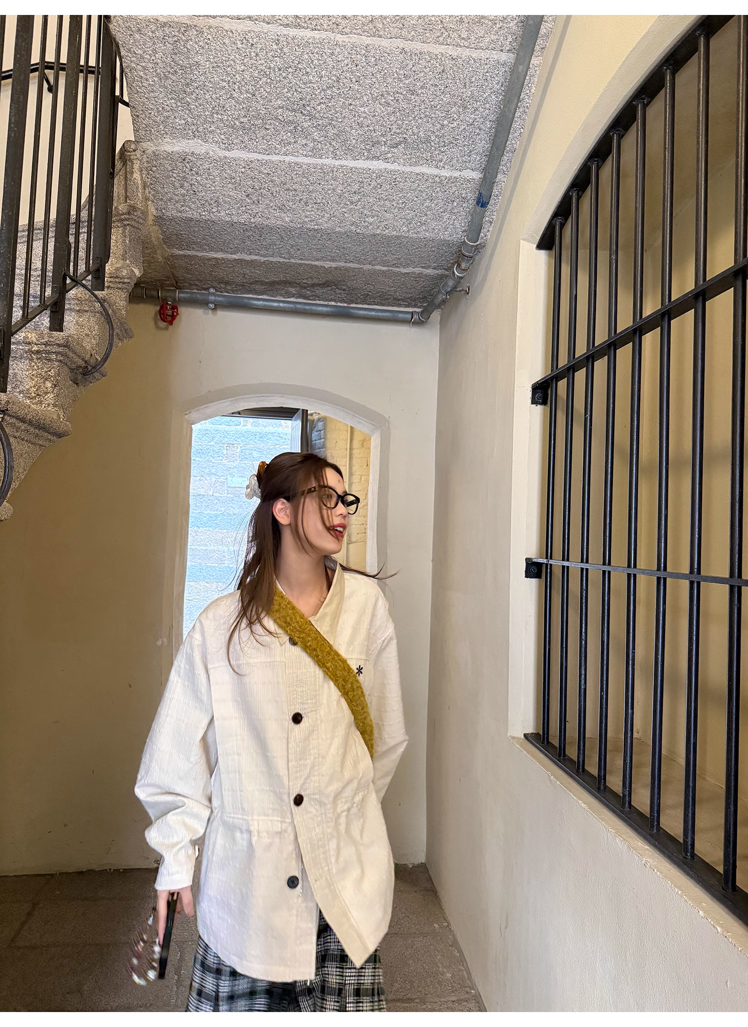 LelyMooch Checkered Trench Coat Midi Length LEM077