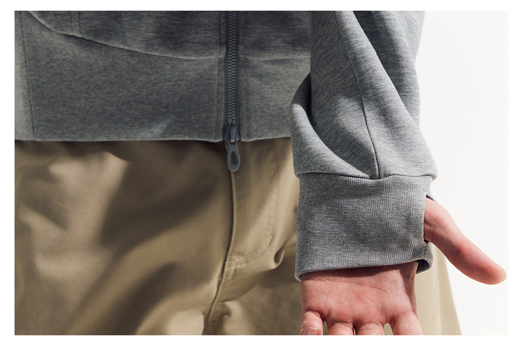 斜めジップ ダンボール素材 パーカー  LOM048