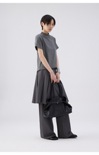 モックネックフレンチスリーブTシャツ  LOM073