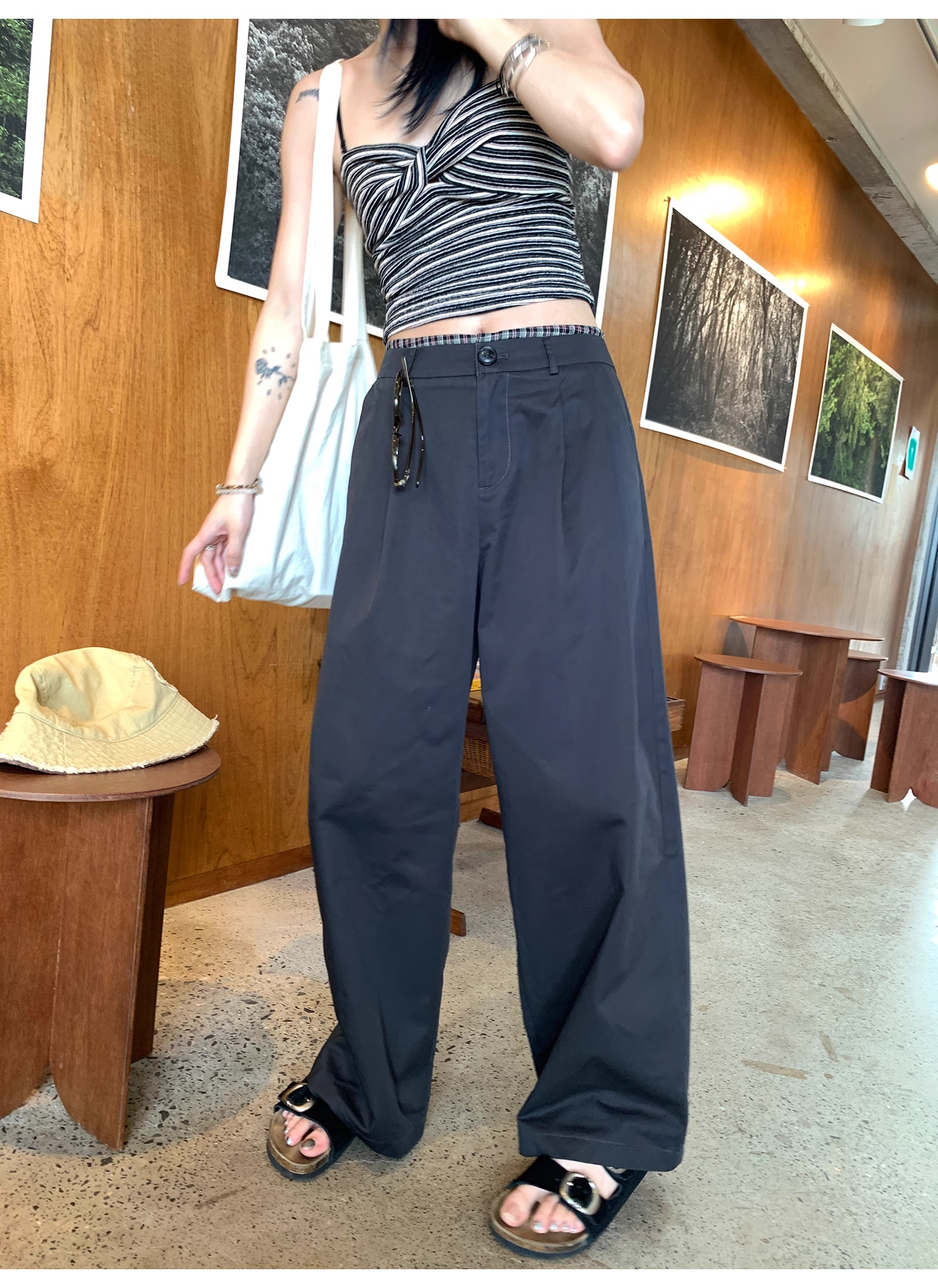 LelyMooch  ウォッシュコットン ワイドパンツ  LEM068