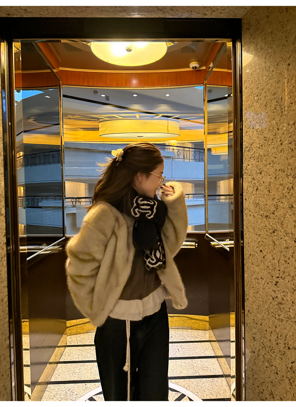 LelyMooch ふわふわエコファーコート｜オートミール  LEM268