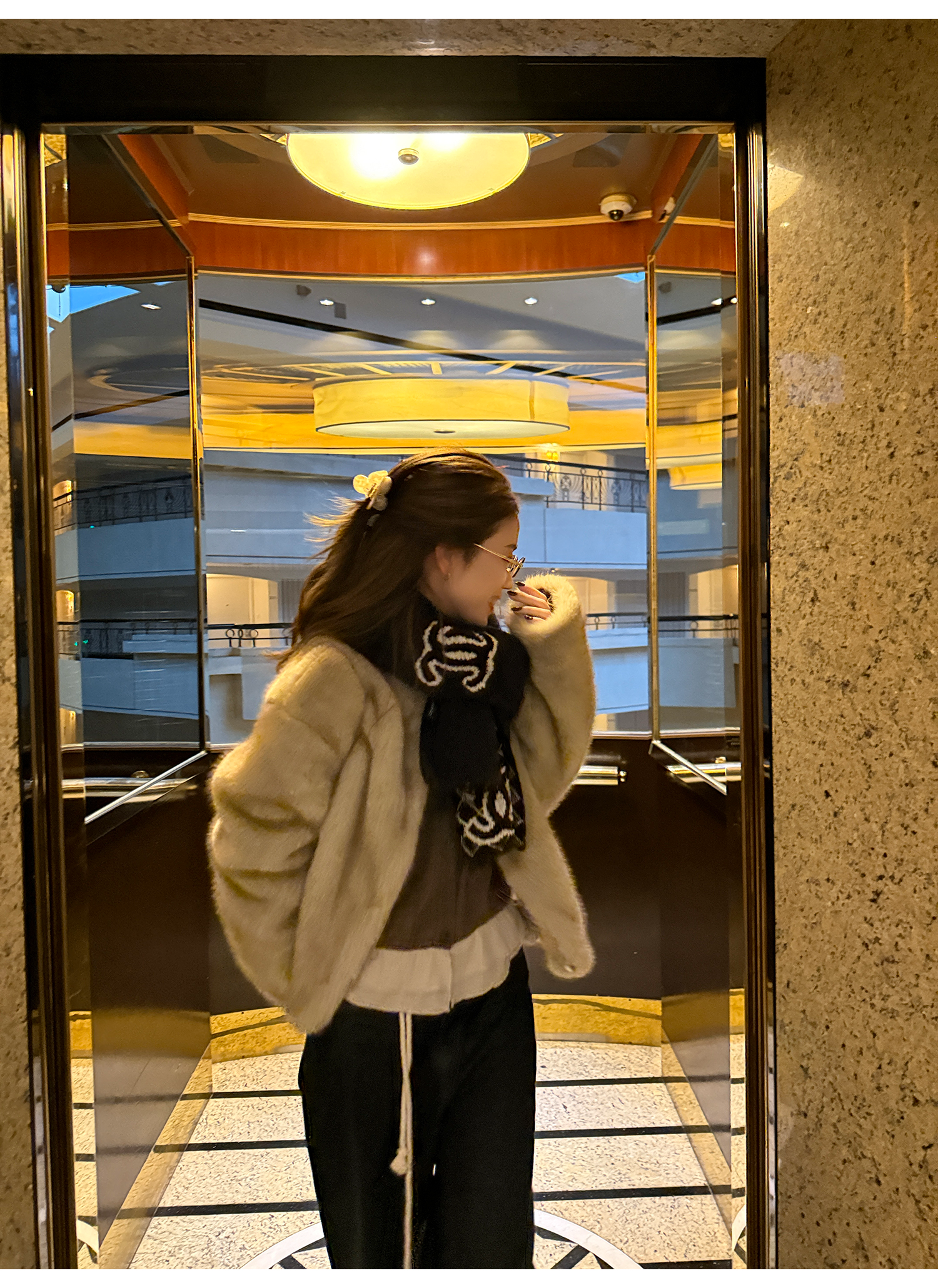 LelyMooch ふわふわエコファーコート｜オートミール  LEM268