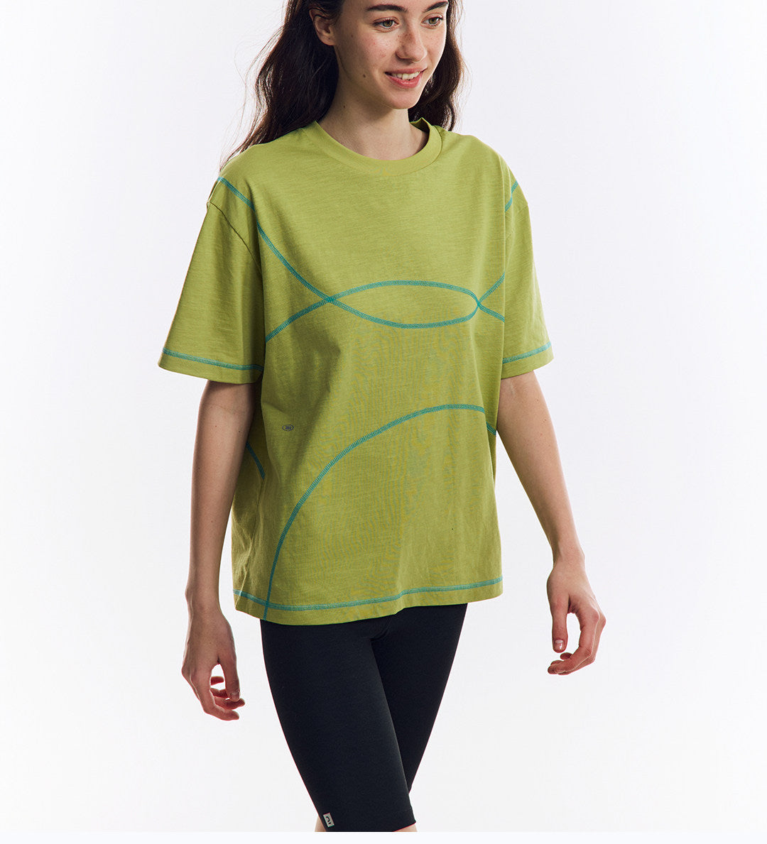 配色ライン半袖Tシャツ  LOM078